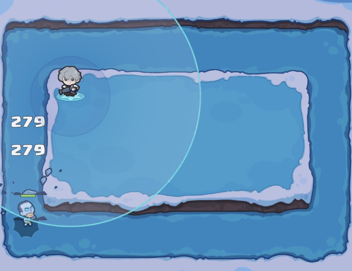 ペタペタペンギン団のヒーローの攻撃範囲を示す画面